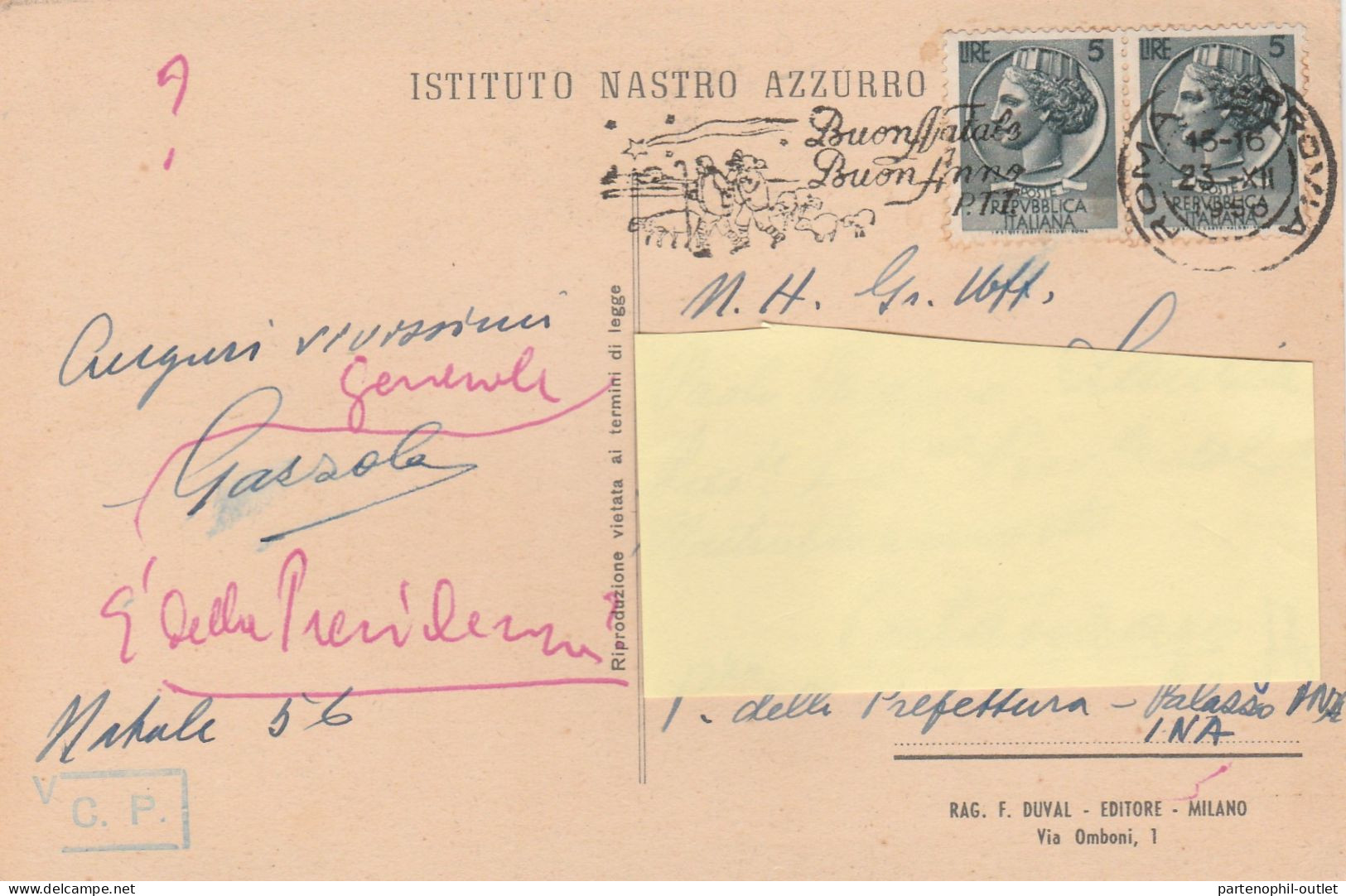 Cartolina - Postcard / Viaggiata /  Istituto Nastro Azzurro. - Advertising