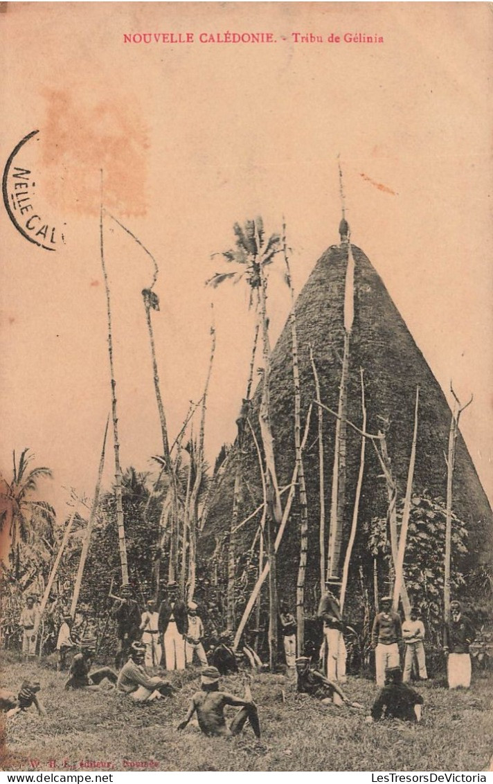 NOUVELLE CALEDONIE - Tribu De Gélinia - Animé - Carte Postale Ancienne - Nuova Caledonia