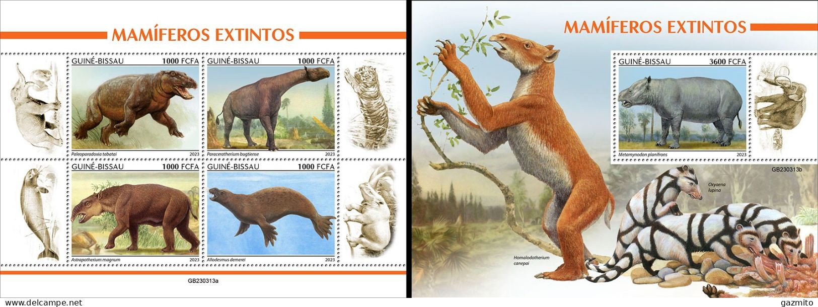 Guinea Bissau 2023, Animals, Extinct Mammals, 4val In BF +BF - Préhistoriques