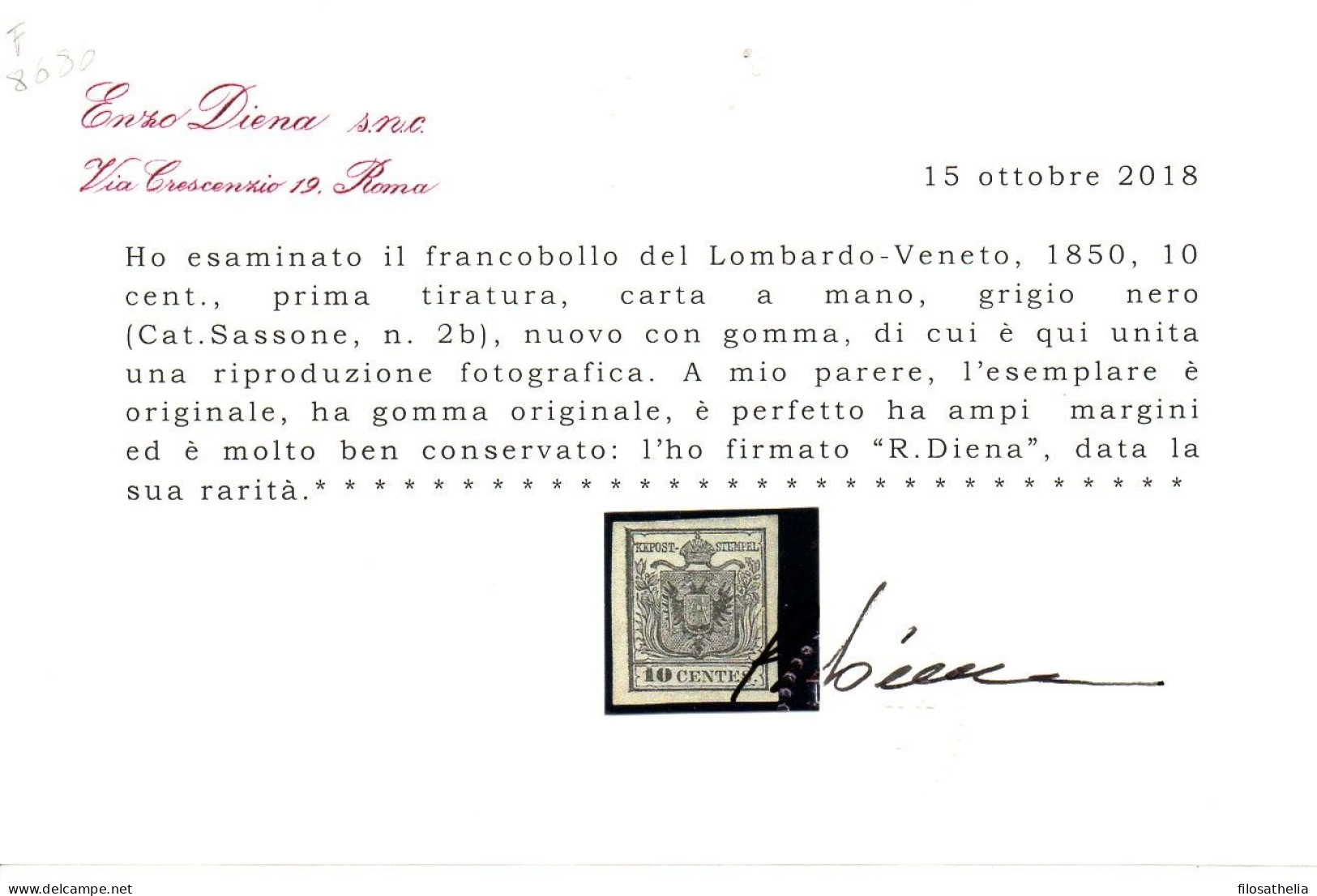 LOMBARDO VENETO 10 Cent Nero - Lombardo-Venetien