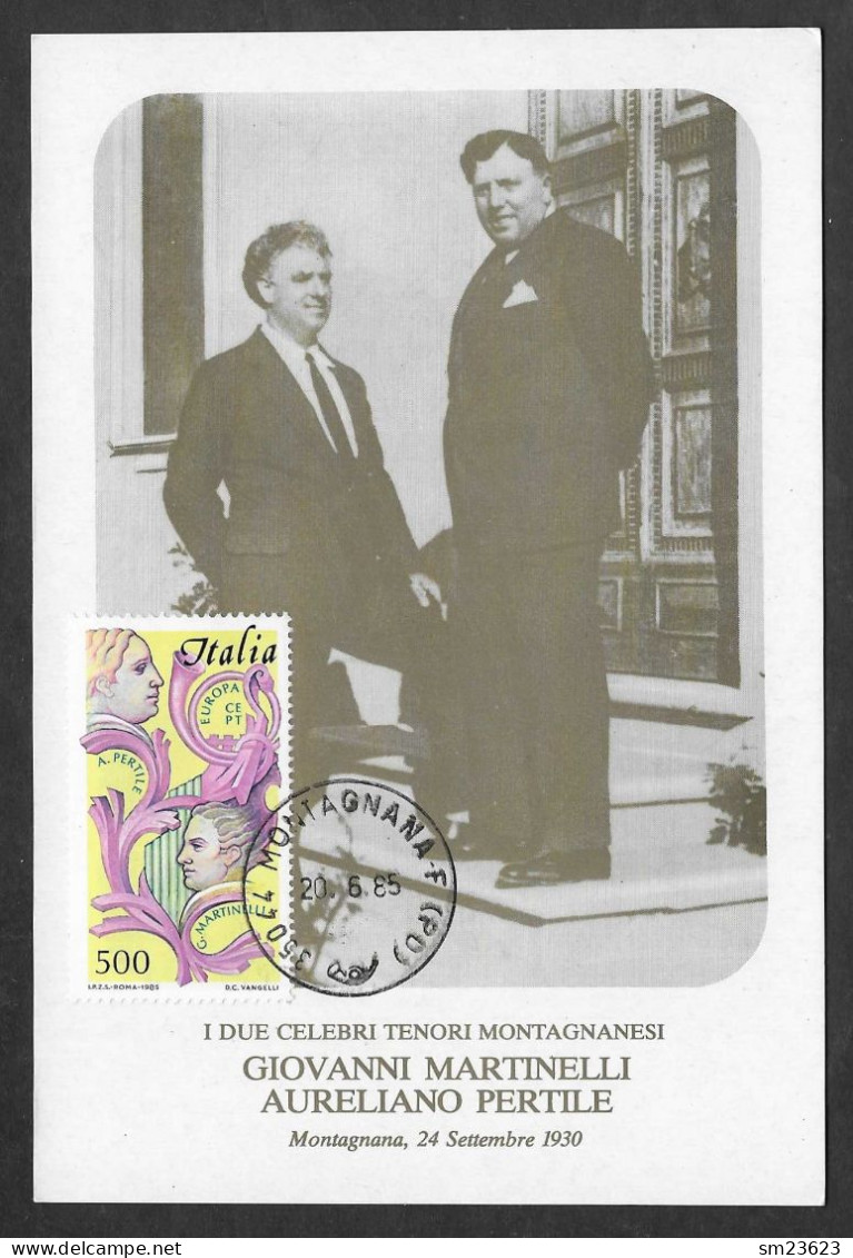 Italien / Italia 1985  Mi.Nr. 1932 , EUROPA CEPT Europäisches Jahr Der Musik - Maximum Card - Montagnana 20.6.1985 - 1985