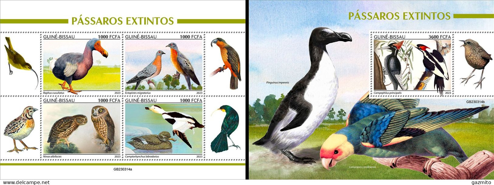 Guinea Bissau 2023, Animals, Extinct Birds, Parrots, 4val In BF +BF - Papagayos