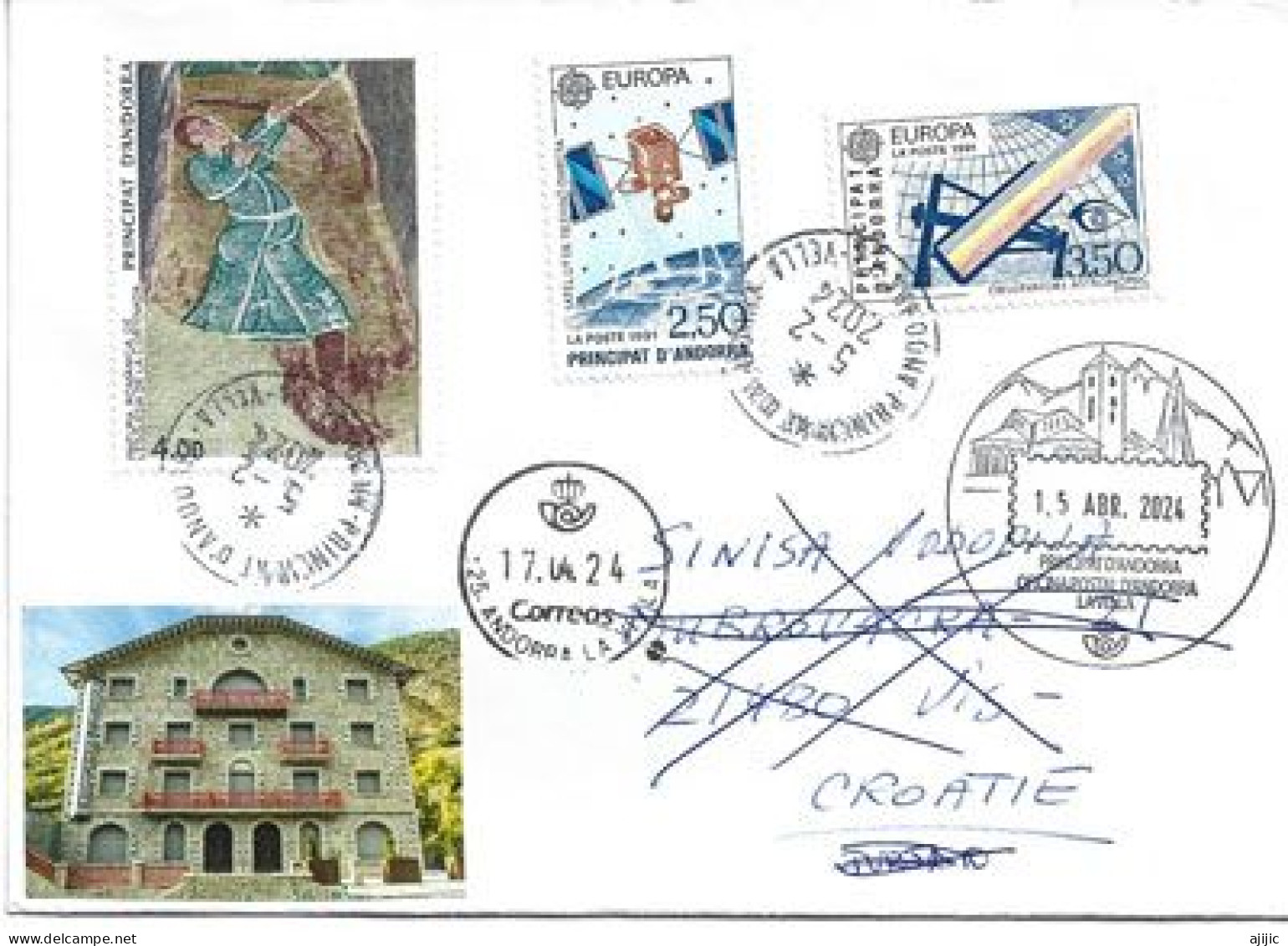 Letter Andorra Sent To Croatia 2023, Return Back To Sender In Andorra , With Postmarks Return Sender - Croazia