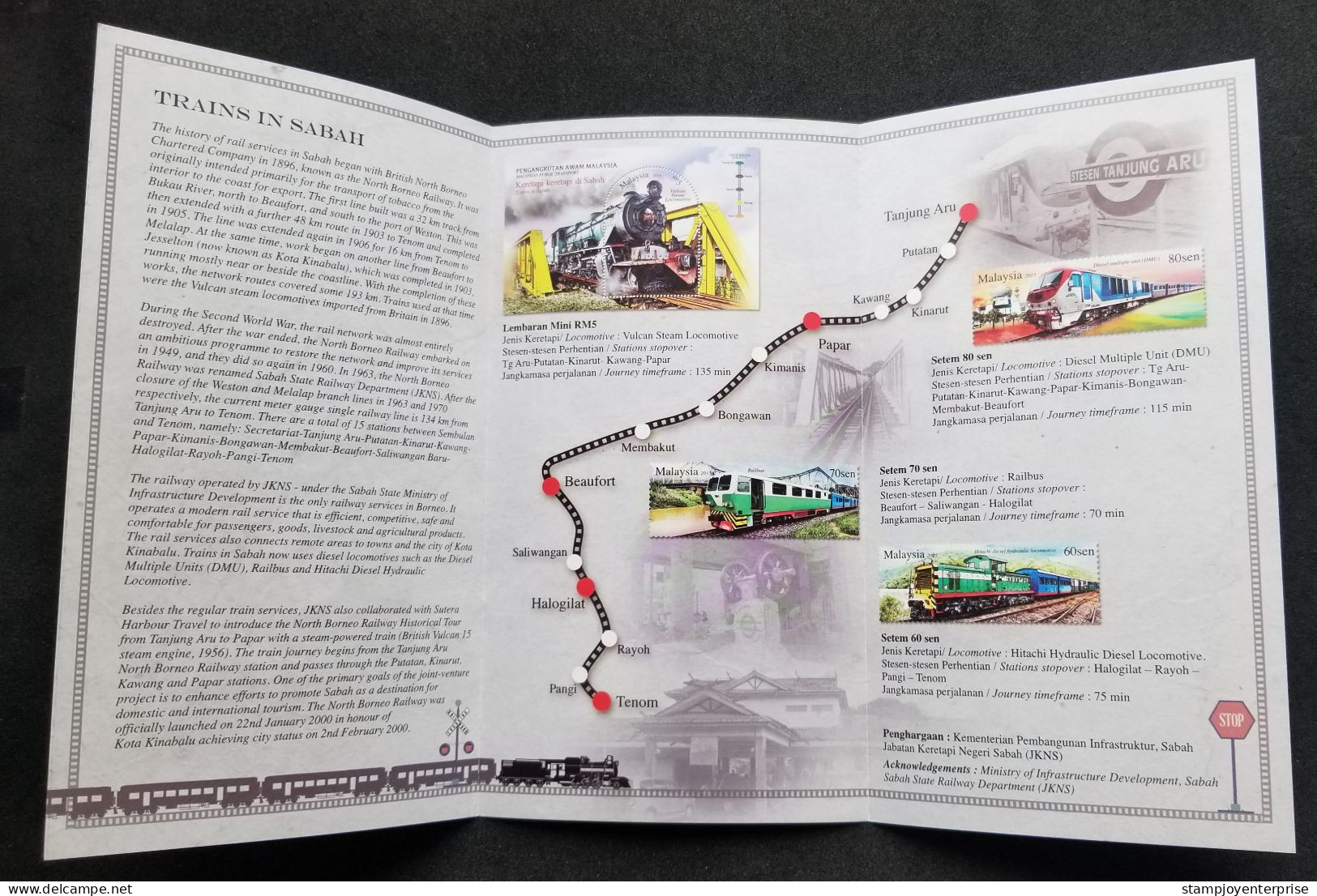 Malaysia Public Transport Trains In Sabah 2015 Locomotive Railway Train Transport (FDC) *concordance Postmark *rare - Malaysia (1964-...)