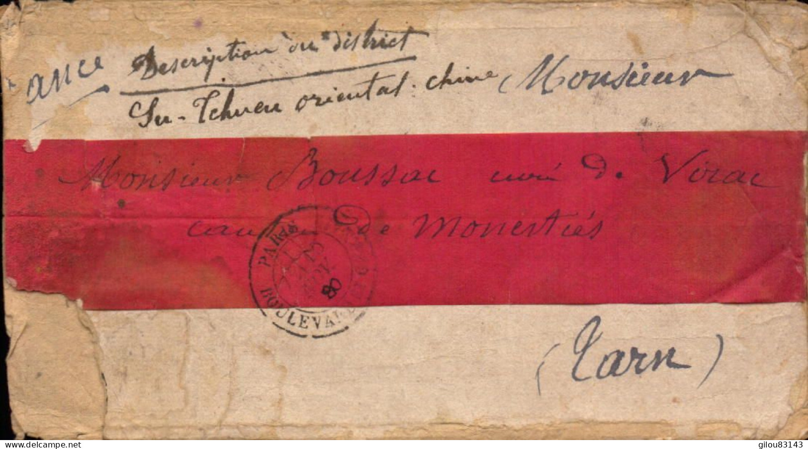 Lettre De Chine, Su-Tchuen Oriental Pour La France à Mr Le Curé De Virac Par Monestiés, Tarn, 1880 - Covers & Documents