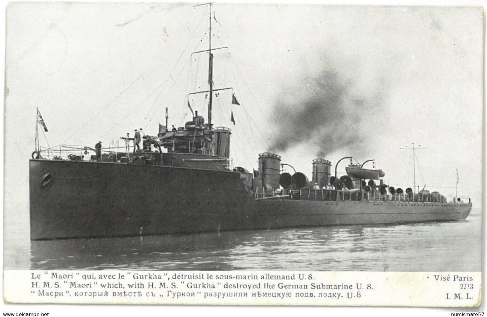 CPA HMS MAORI Qui Avec Le GURKHA Détruisit Le Sous-marin Allemand U.8 - Guerre