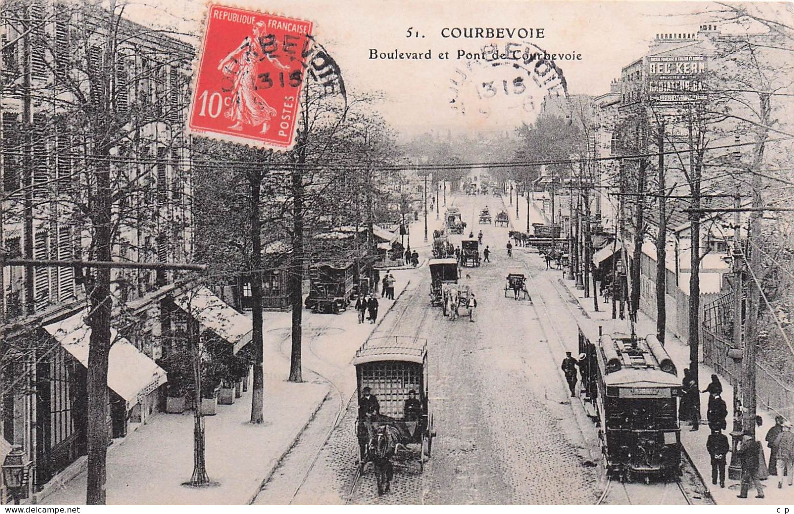 Courbevoie - Boulevard Et Pont De Courbevoie - Autobus - Caleche - CPA °J - Courbevoie