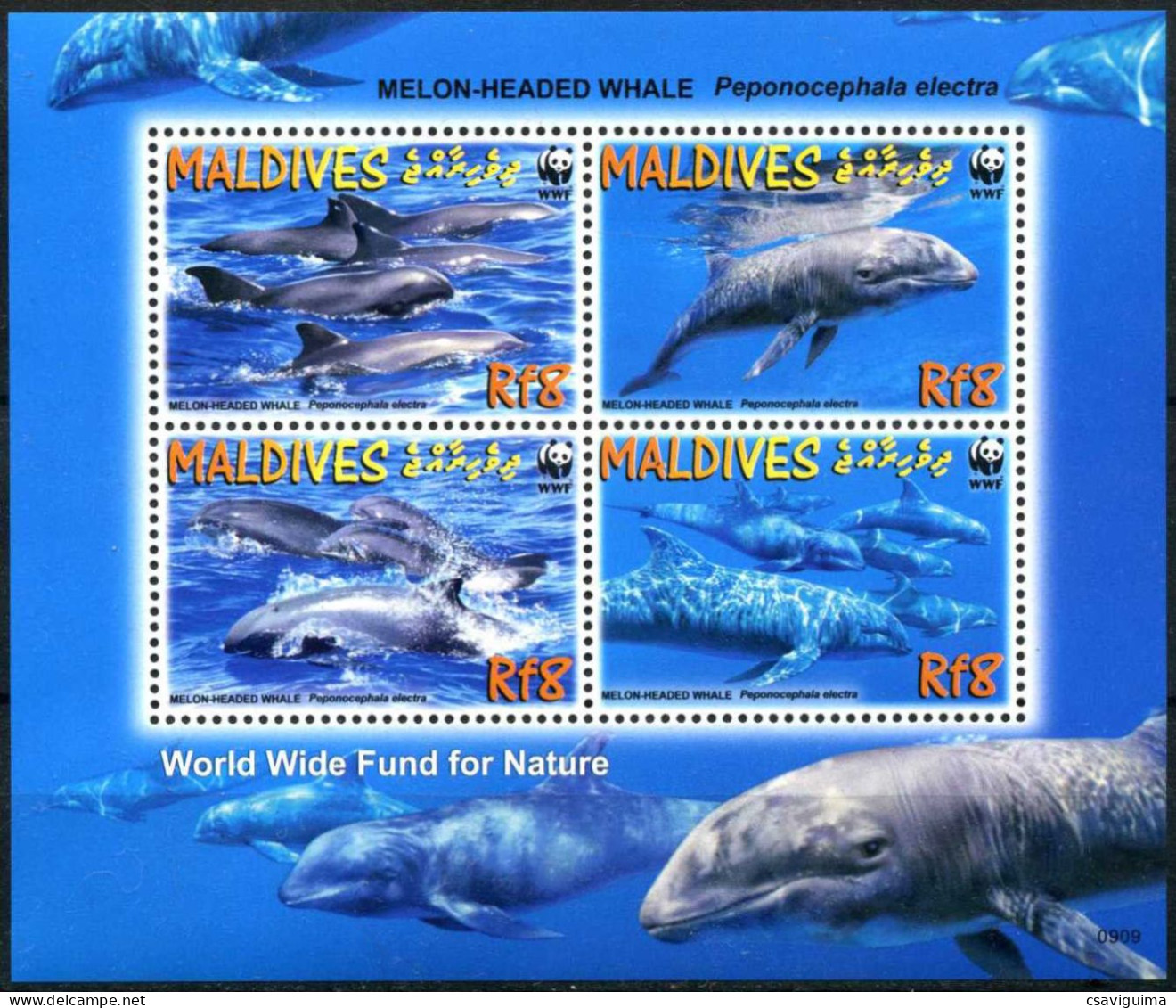 Maldives - 2009 - Marine Mammals (Dolphins) - Yv 3957/60 (ss) - Dauphins