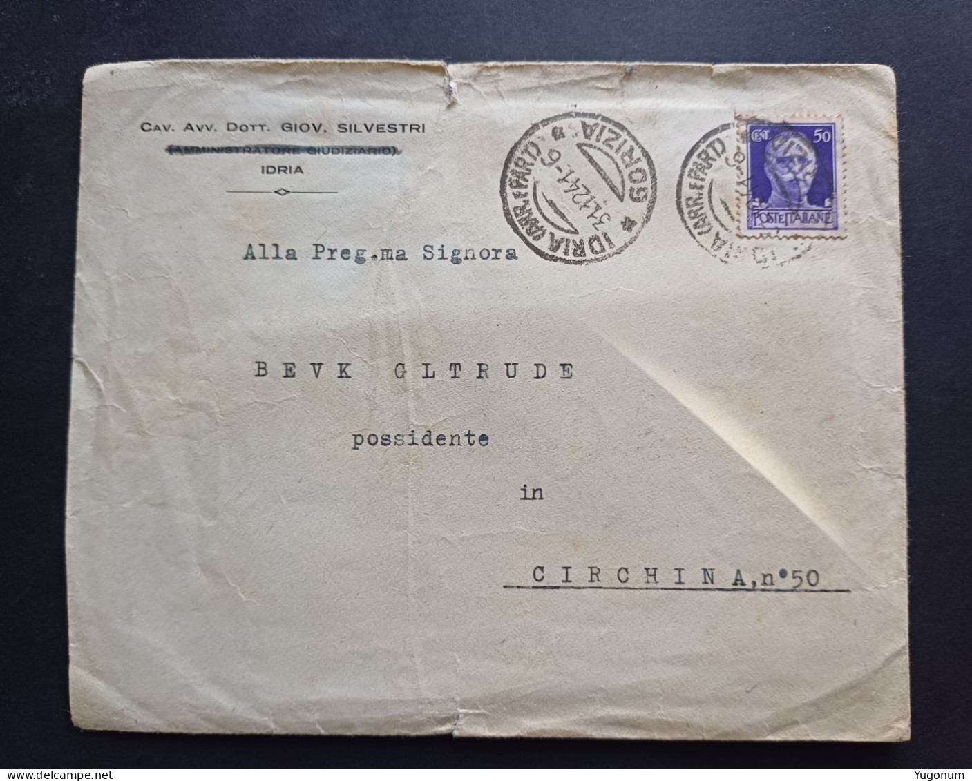 Yugoslavia, Slovenia,  Letter 1941 With Stamp IDRIJA / Idria Gorizia (No 3060) - Ljubljana