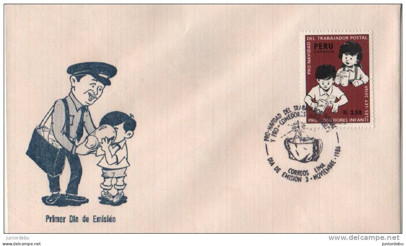 Peru - 1986 - Postal Workers' Christmas And Children's Restaurant F  - FDC. ( Condition As Per Scan )  ( OL 10/02/2013 ) - Pérou