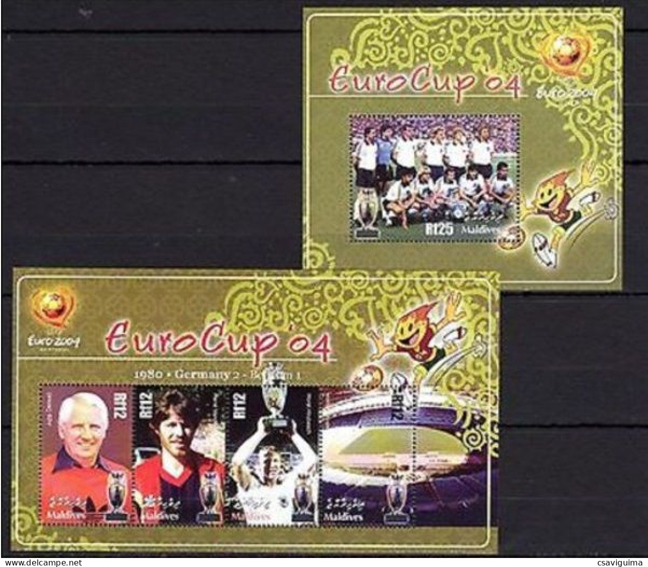Maldives - 2004 - Euro 2004 - Yv 3670/73 + Bf 559 - Europei Di Calcio (UEFA)