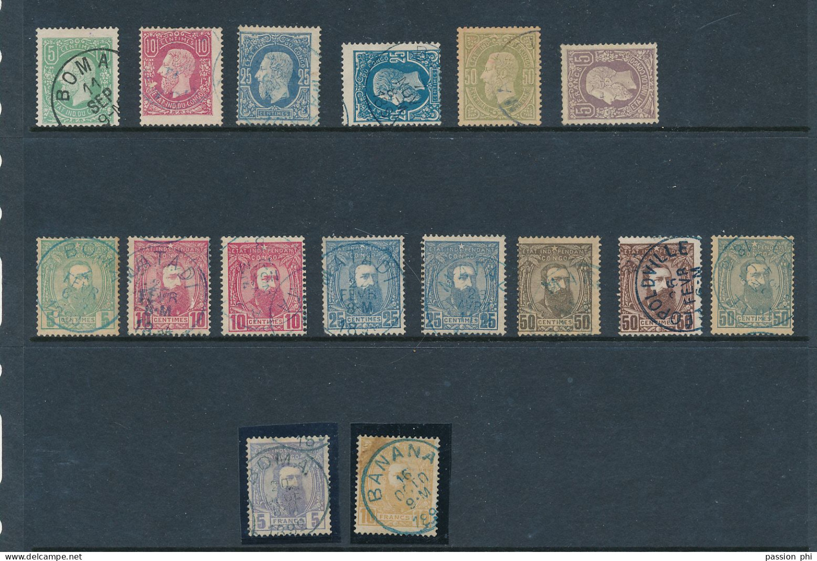 BELGIAN CONGO 1886/1887 USED SELECTION HORIZONTAL STAMPS FORGERIES - 1884-1894