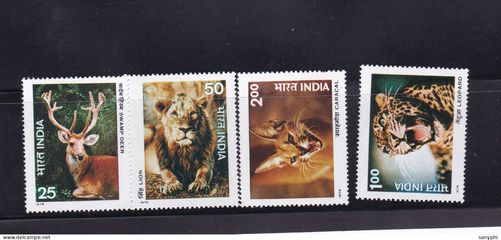 1976 India Animal Of Wild 4v ** - Ongebruikt