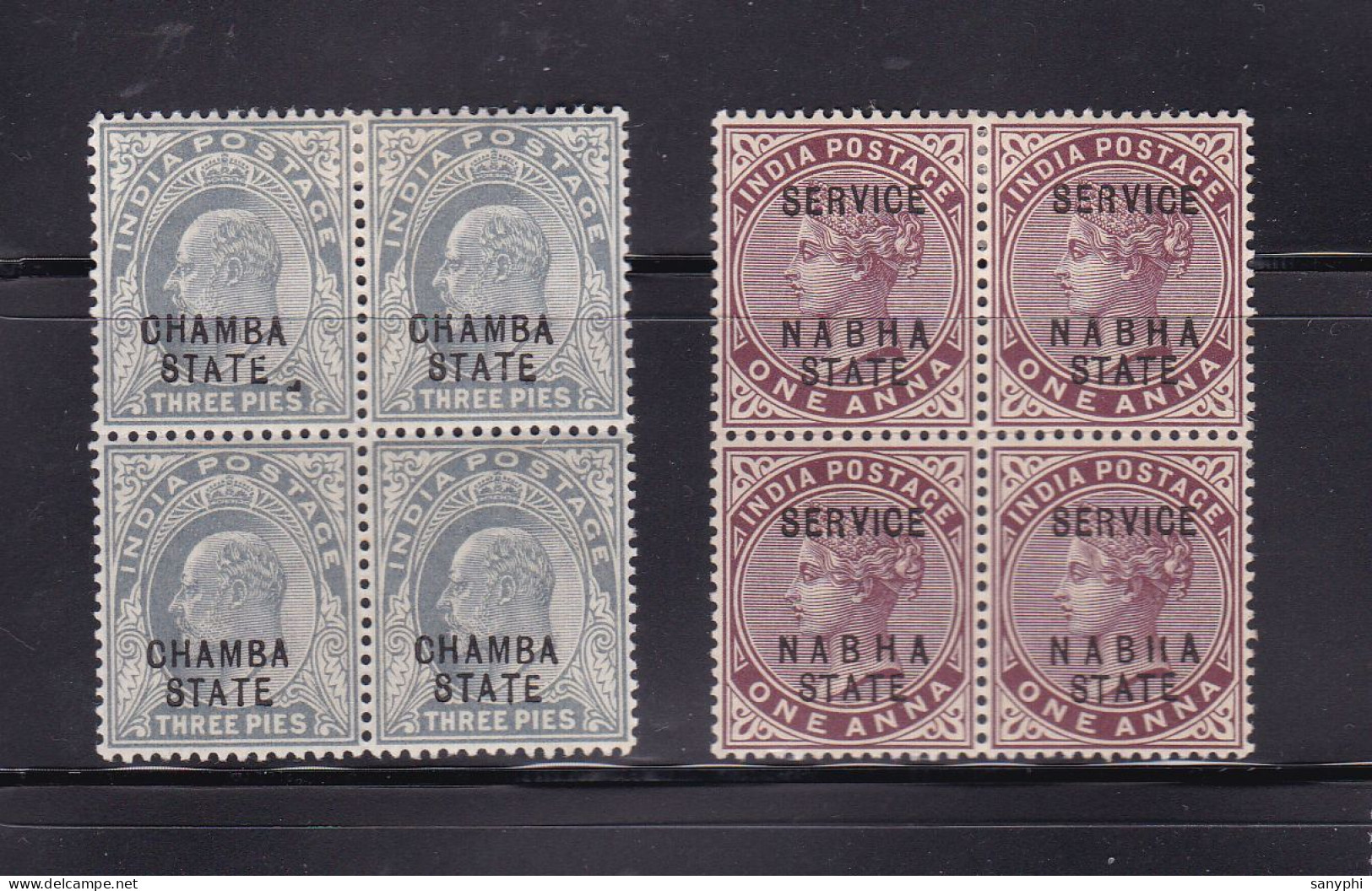 India Chamba And Nabha States Stamps Of Block 4 ** - Chamba