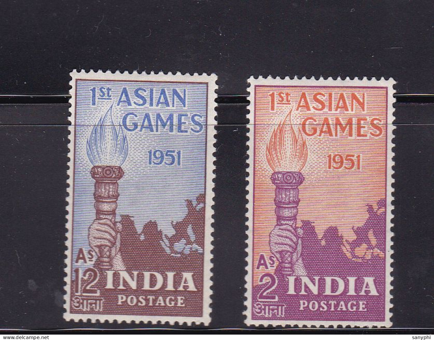 India 1951 1st Asian Games 2v ** - Unused Stamps