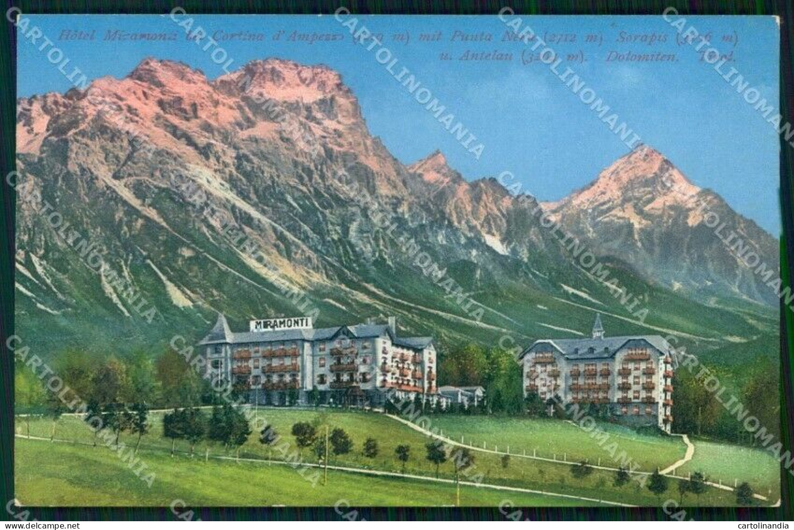 Belluno Cortina D'Ampezzo Hotel Miramonti Tirolo Dolomiti Cartolina RT1543 - Belluno
