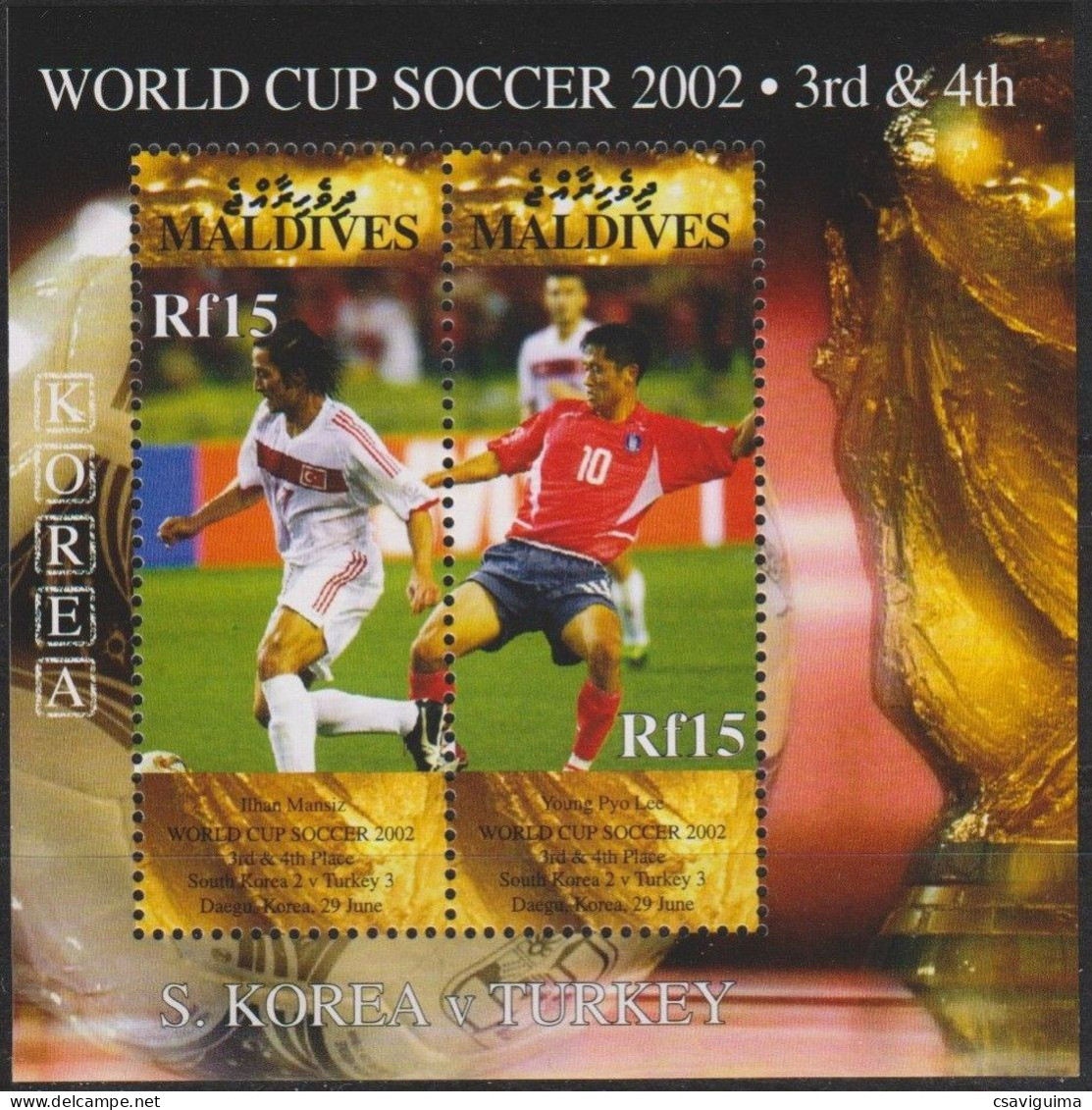 Maldives - 2002 - World Cup: Korea X Turkey - Yv Bf 512 - 2002 – South Korea / Japan