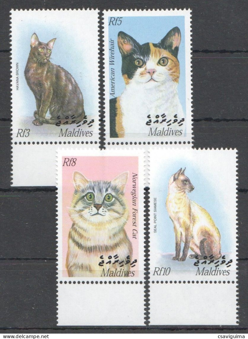 Maldives - 2002 - Cats - Yv 3284/87 - Chats Domestiques