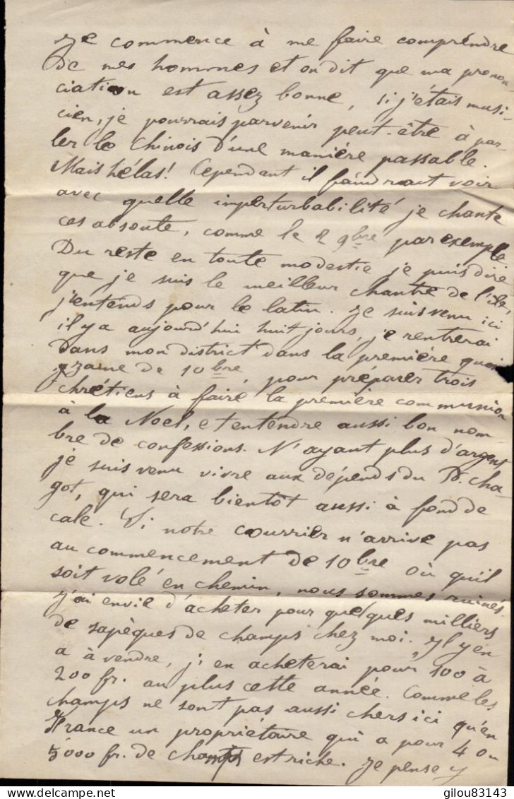 Lettre De Canton Chine, Ile De Canton Pour La France Abbè Boussac à Valderiés, Perigueux à Toulouse, Albi, Tarn, 1868 - Lettres & Documents