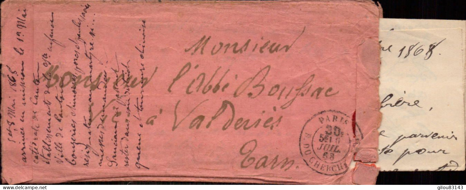 Lettre De Canton Chine, Ile De Canton Pour La France Abbè Boussac à Valderiés, Perigueux à Toulouse, Albi, Tarn, 1868 - Storia Postale