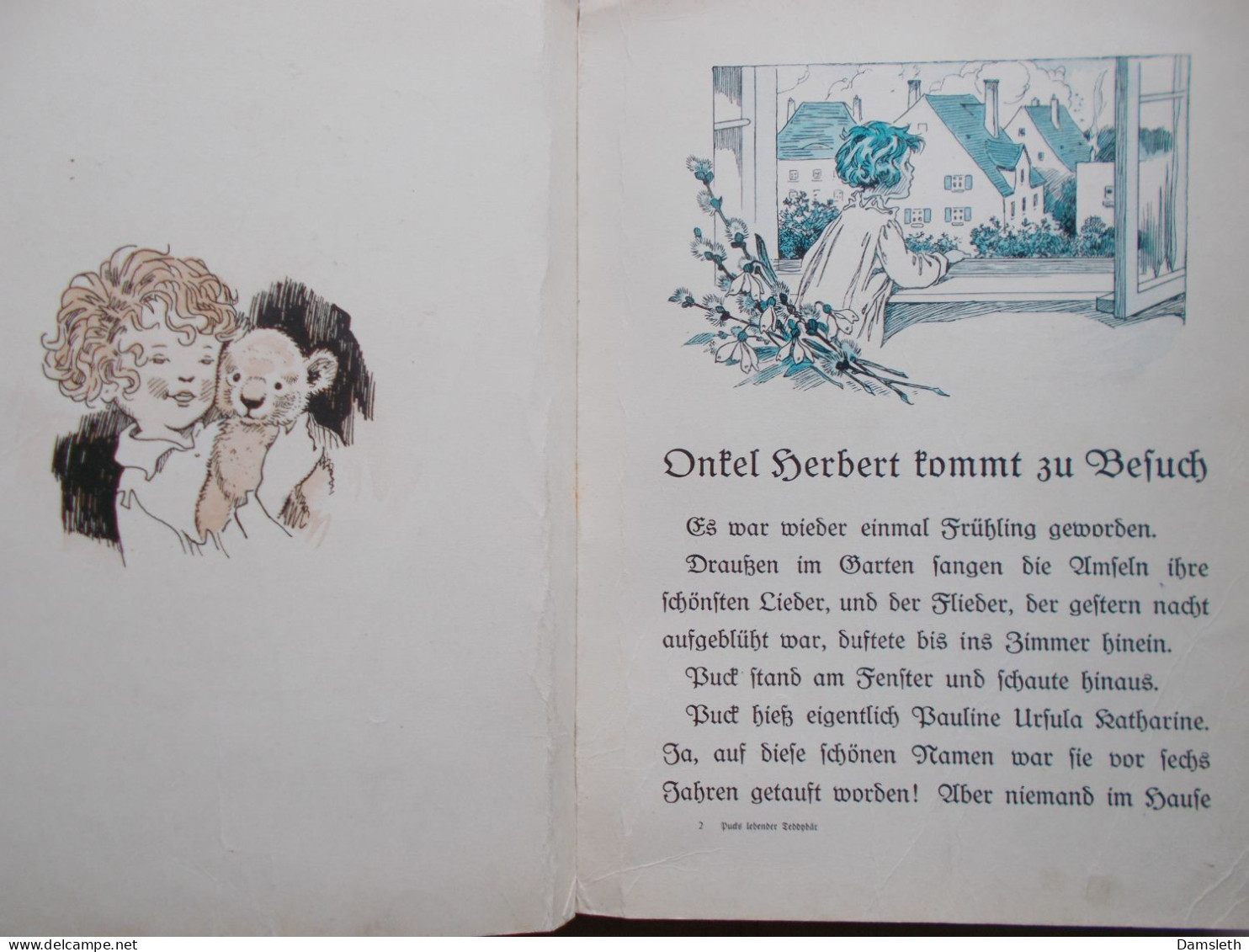 Vintage 1941 Children's Book Fritz Baumgarten; Pucks Lebender Teddybär - Altri & Non Classificati