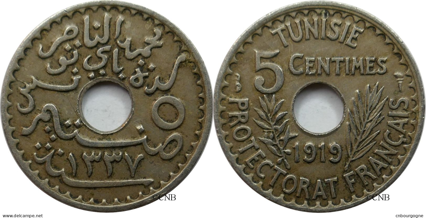 Tunisie - Protectorat Français - Naceur Bey - 5 Centimes 1919-AH1337 - TTB/XF45 - Mon4978 - Tunisia