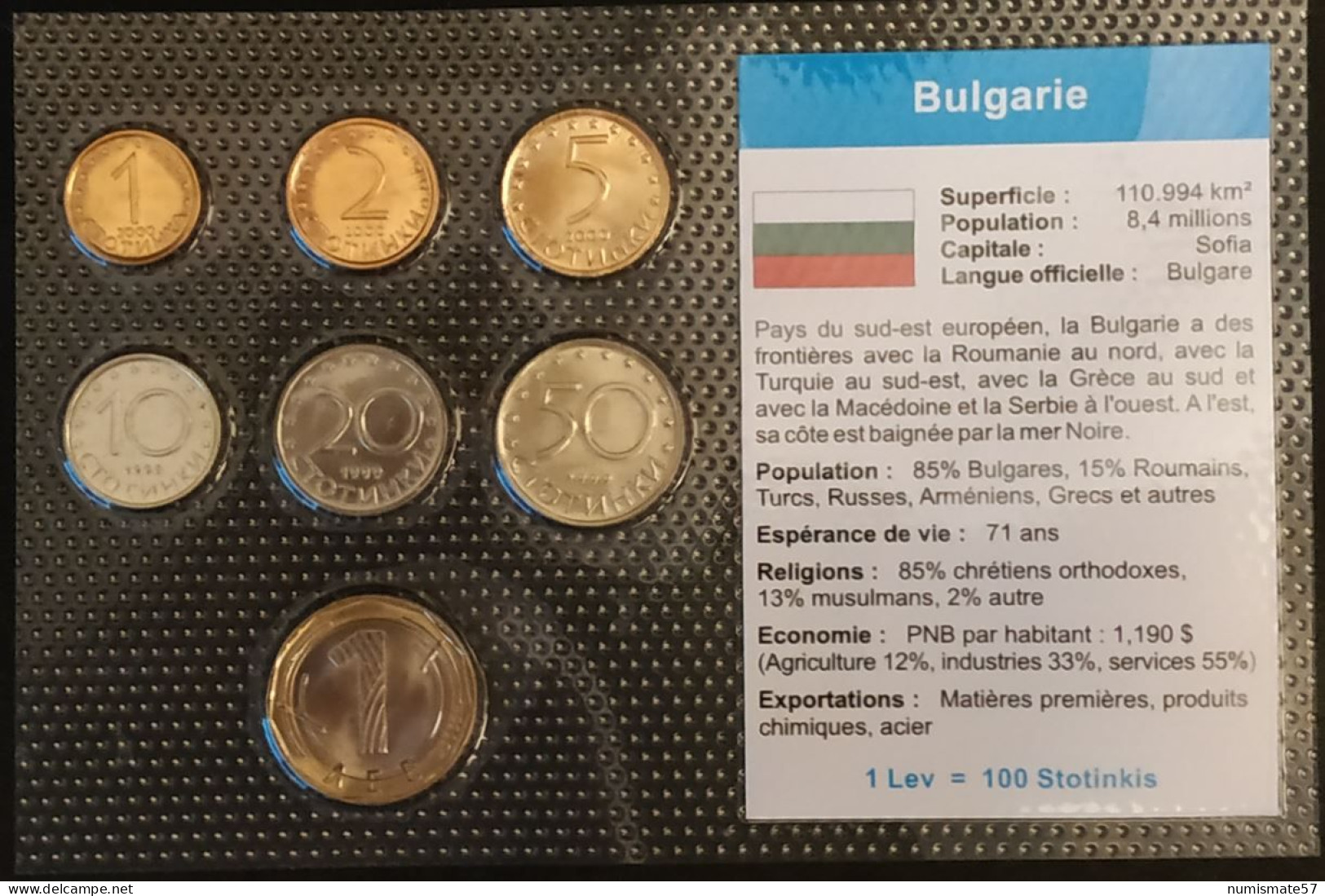 BULGARIE - BULGARIA - SERIE DE 7 PIECES DIFFERENTES - 1 - 2 - 5 - 10 - 20 - 50 STOTINKA - STOTINKI - 1 LEV - Bulgarije