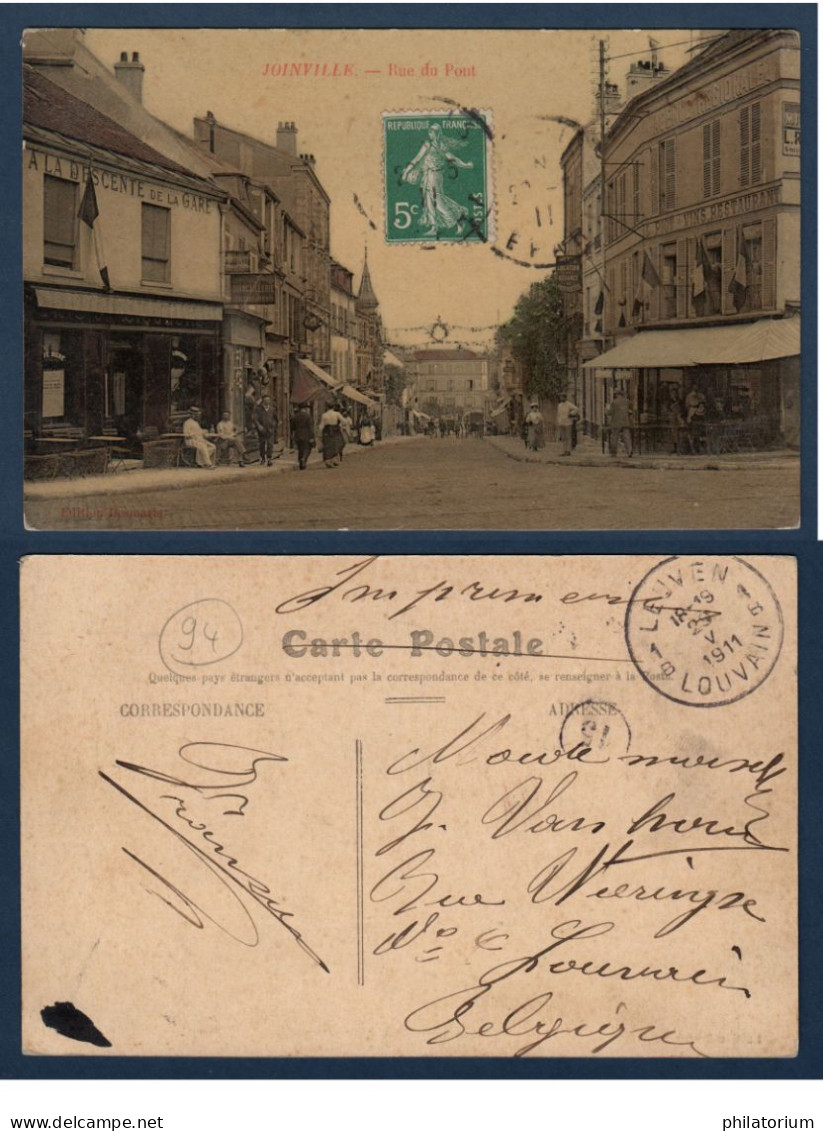 94 JOINVILLE 28 Mai 1911, Yv 137 Type I, Semeuse, Imprimé Pour L'étranger, Tarif Du 1 Mai 1910, Pour Louvain - Posttarieven