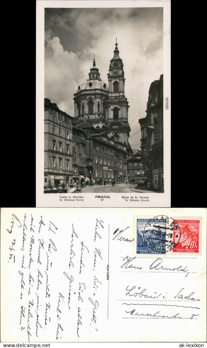 Postcard Prag Praha Kirche St. Nikolaus (Sv. Mikulás) 1940 - Tchéquie