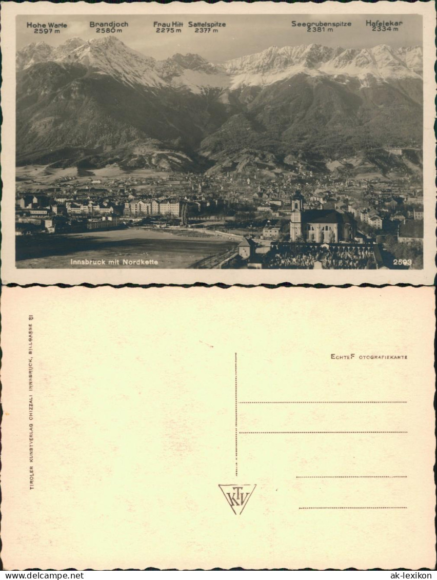 Ansichtskarte Innsbruck Blick Auf Die Stadt Mit Nordkette 1934 - Innsbruck