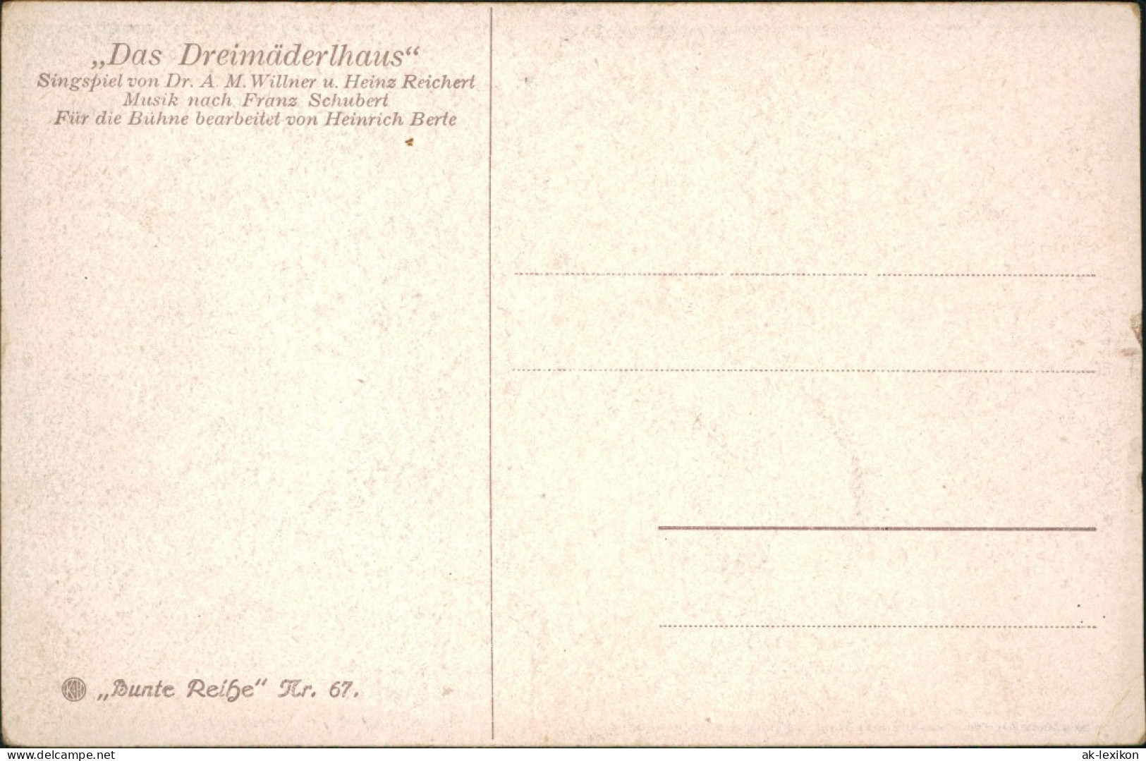 Ansichtskarte  Dreimädlerhaus - Singspiel 1915 - Non Classés