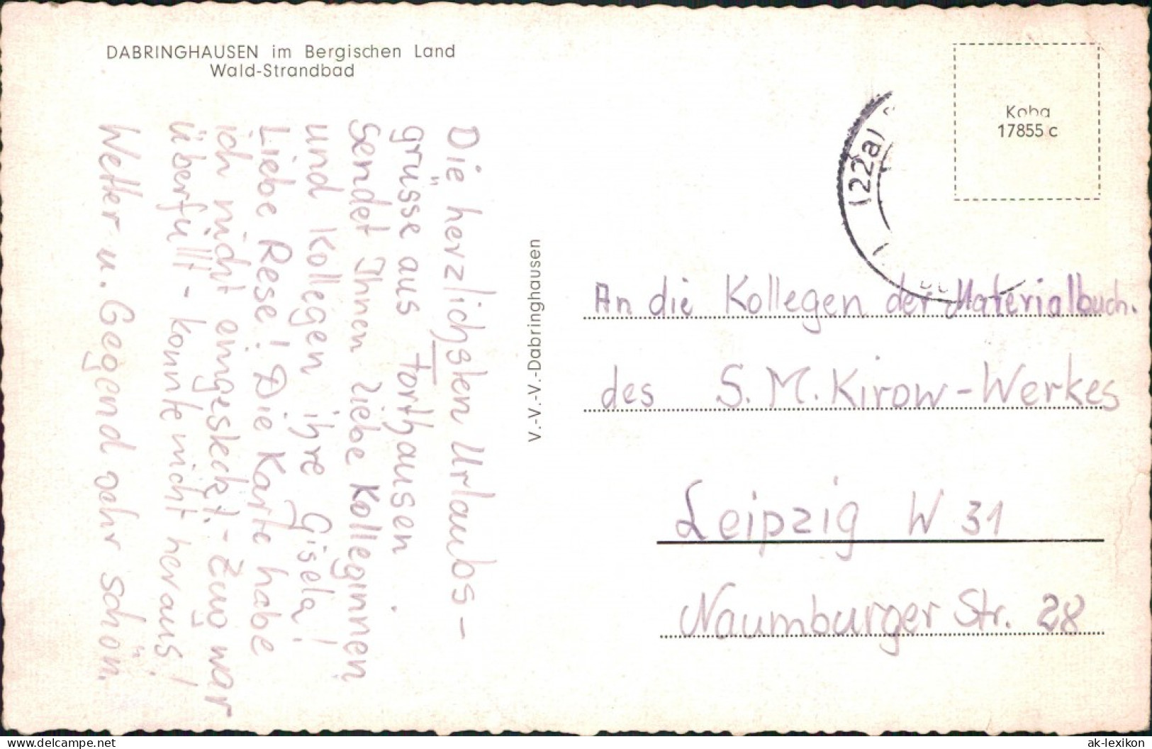 Ansichtskarte Wermelskirchen OT Dabringhausen - Wald-Strandbad 1959 - Wermelskirchen