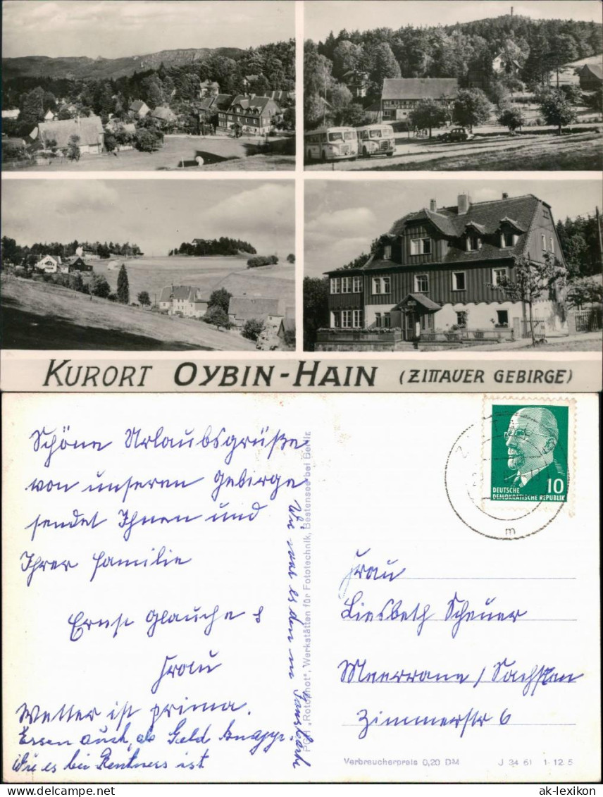 Ansichtskarte Hain-Oybin Panorama, Teilansichten, Hotel 1961 - Oybin