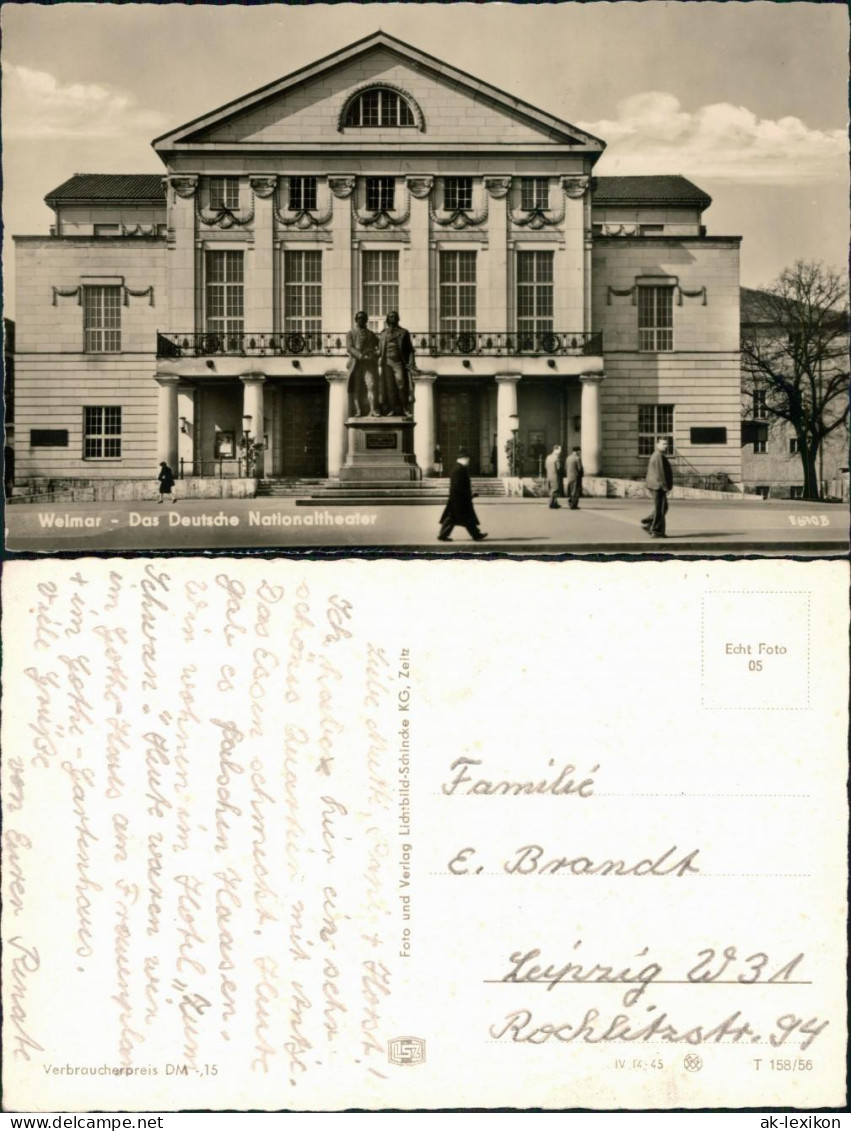 Ansichtskarte Weimar Deutsches Nationaltheater 1956 - Weimar