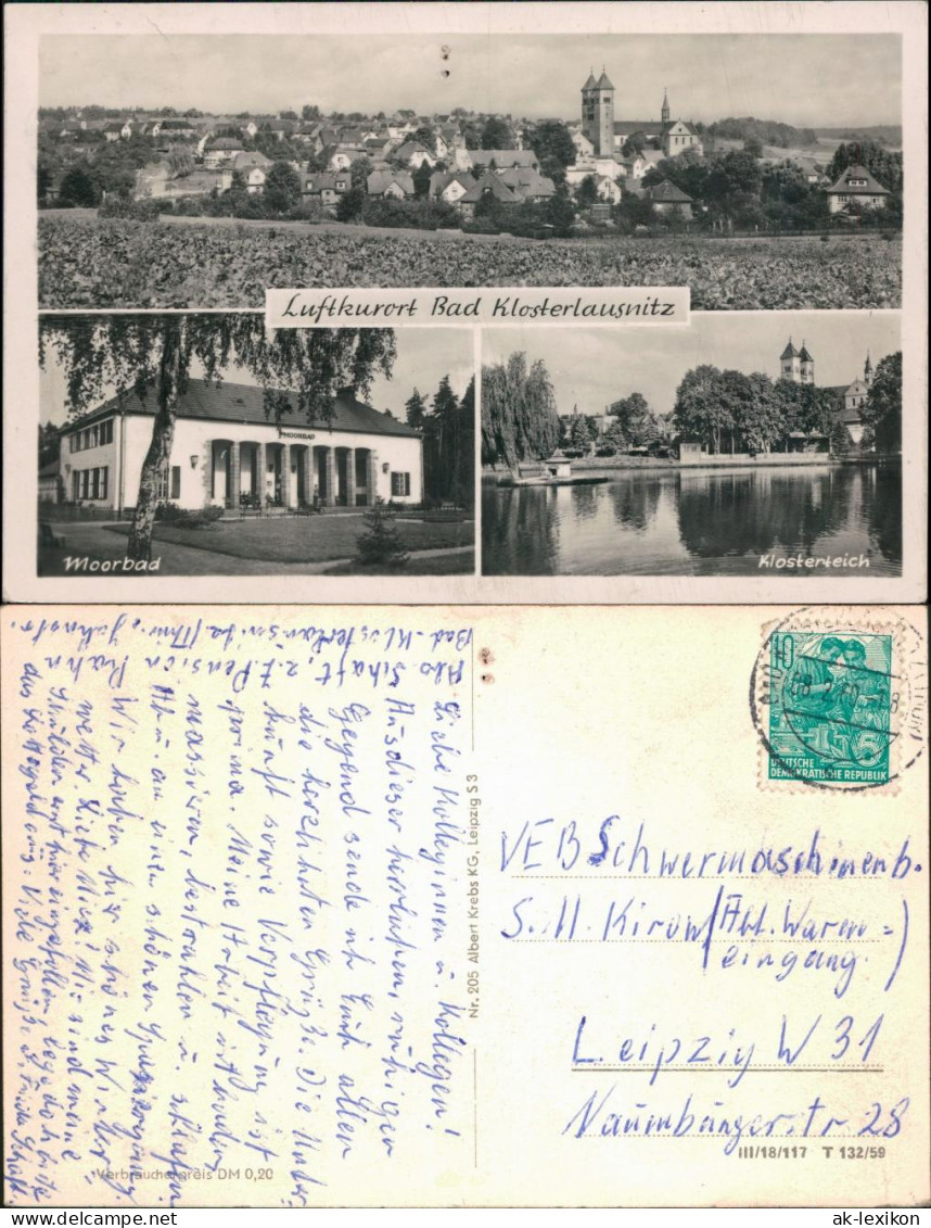 Ansichtskarte Bad Klosterlausnitz Panorama, Moorbad, Klosterteich 1959 - Bad Klosterlausnitz