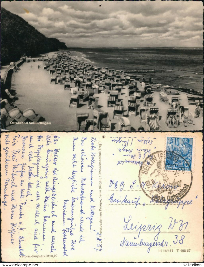 Ansichtskarte Sellin Strand 1957 - Sellin