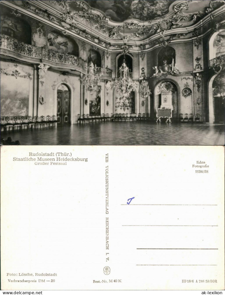 Ansichtskarte Rudolstadt Schloss Heidecksburg - Großer Festsaal 1958 - Rudolstadt