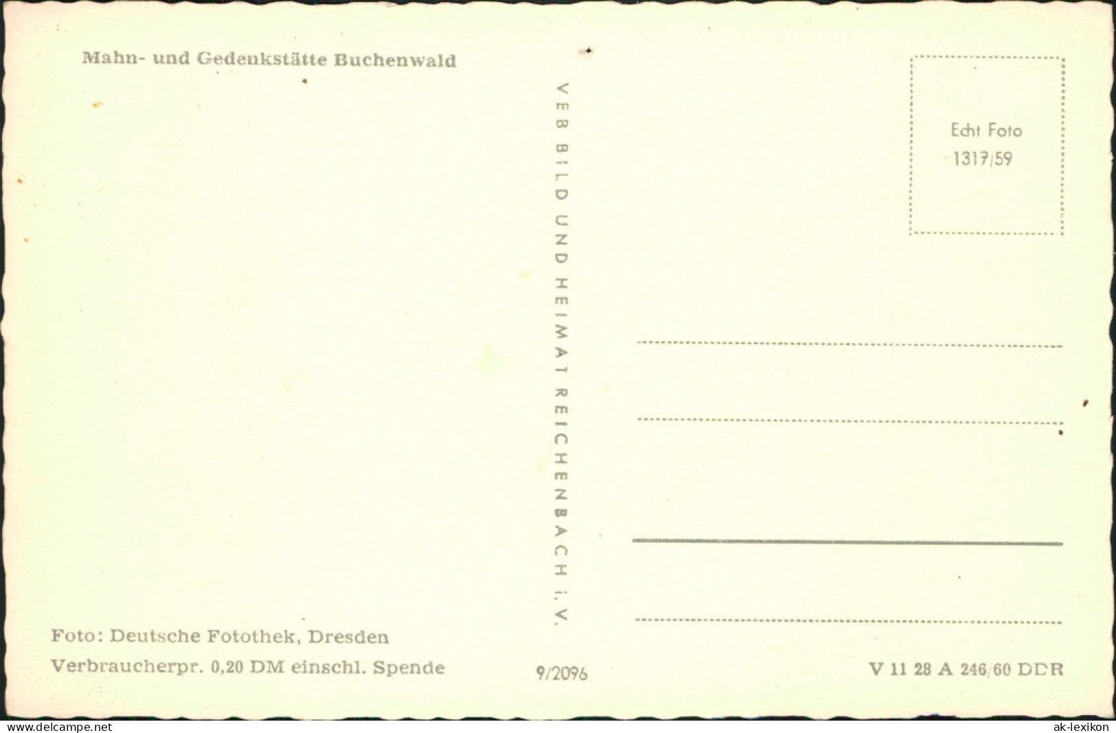 Ansichtskarte Weimar Konzentrationslager KZ Buchenwald Gedenkstätte 1960 - Weimar