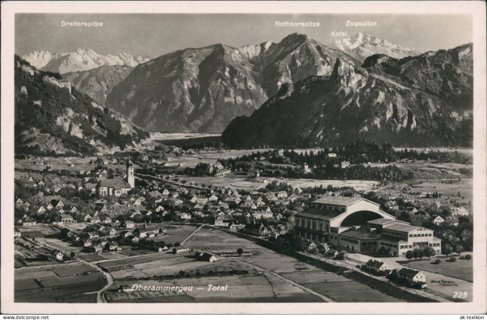 Ansichtskarte Oberammergau Blick Auf Den Ort Mit Bergpanorama 1932 - Oberammergau