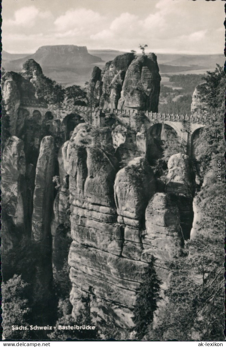 Ansichtskarte Lohmen (Sachsen) Basteibrücke - Sächsische Schweiz 1958 - Rathen