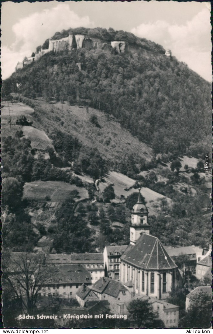 Königstein (Sächsische Schweiz) Blick Auf Den Ort Mit Festung 1958 - Königstein (Sächs. Schw.)