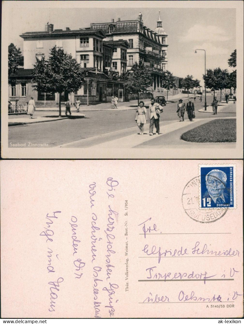 Ansichtskarte Zinnowitz Straße 1953 - Zinnowitz