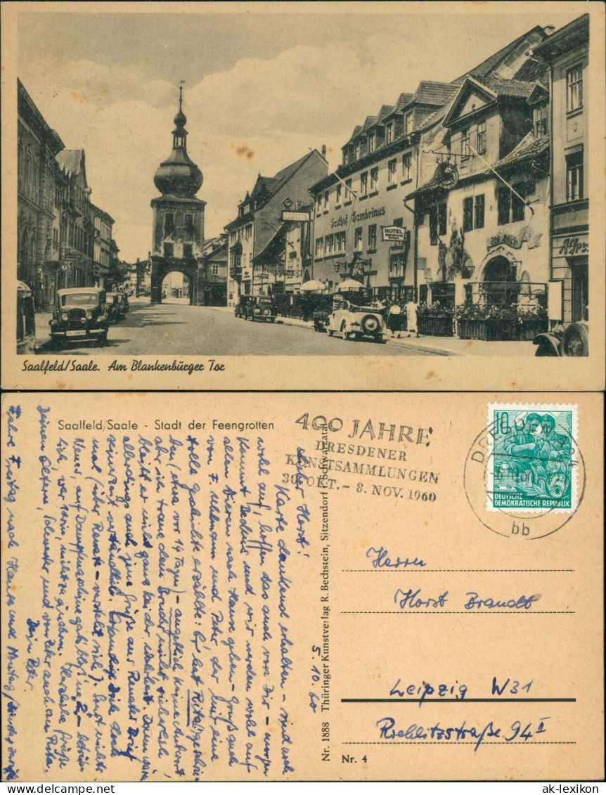 Ansichtskarte Saalfeld (Saale) Stadttor, Straße Mit Geschäften 1960 - Saalfeld