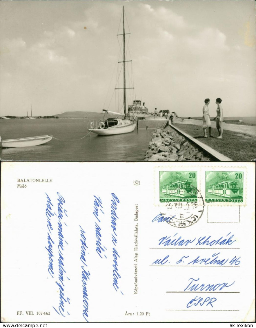 Postcard Balatonlelle Pier/Móló Schiffe 1962 - Hungary