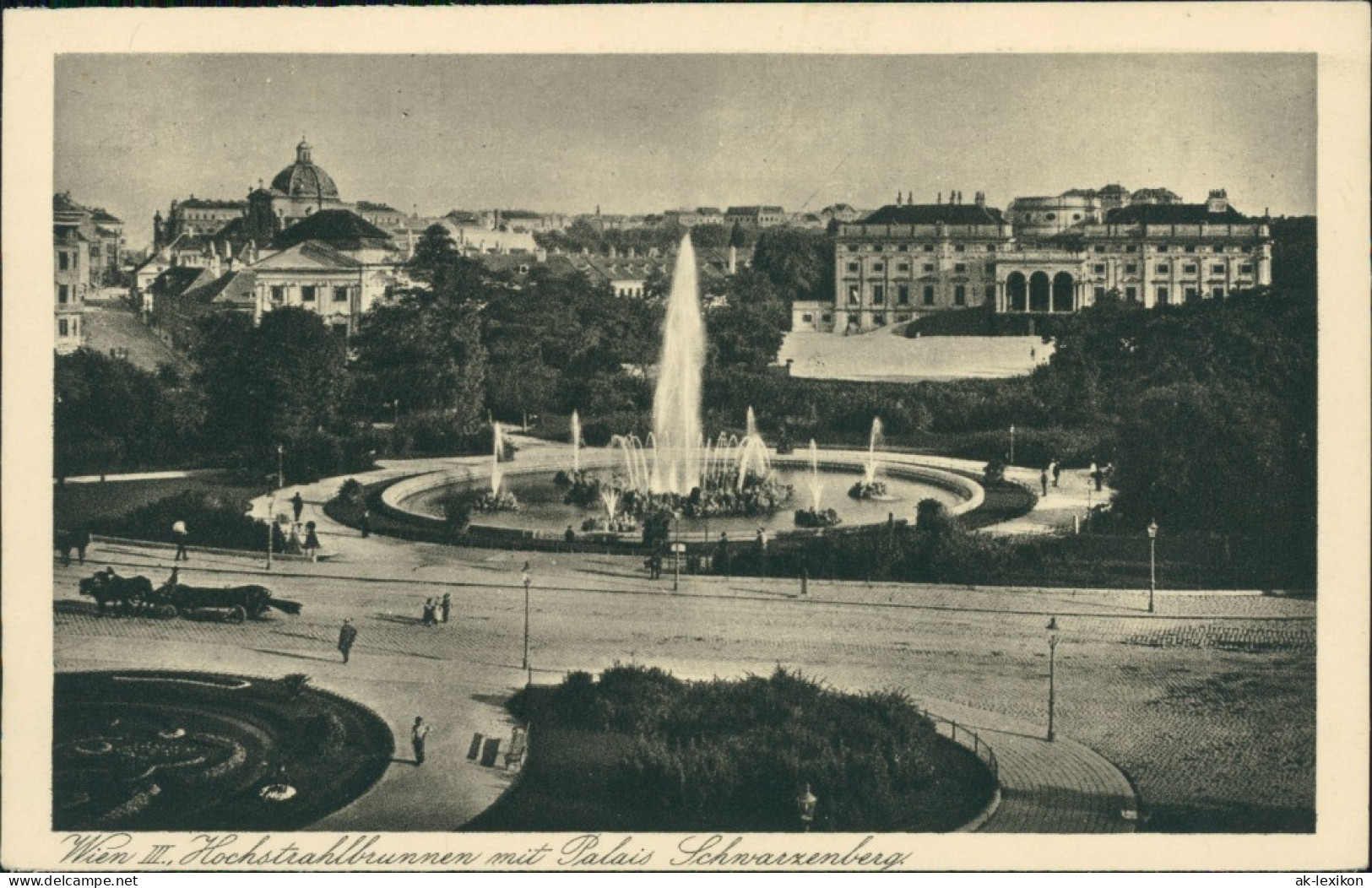 Ansichtskarte Wien Hochstrahlbrunnen Mit Palais Schwarzenberg, Kutsche 1929 - Autres & Non Classés