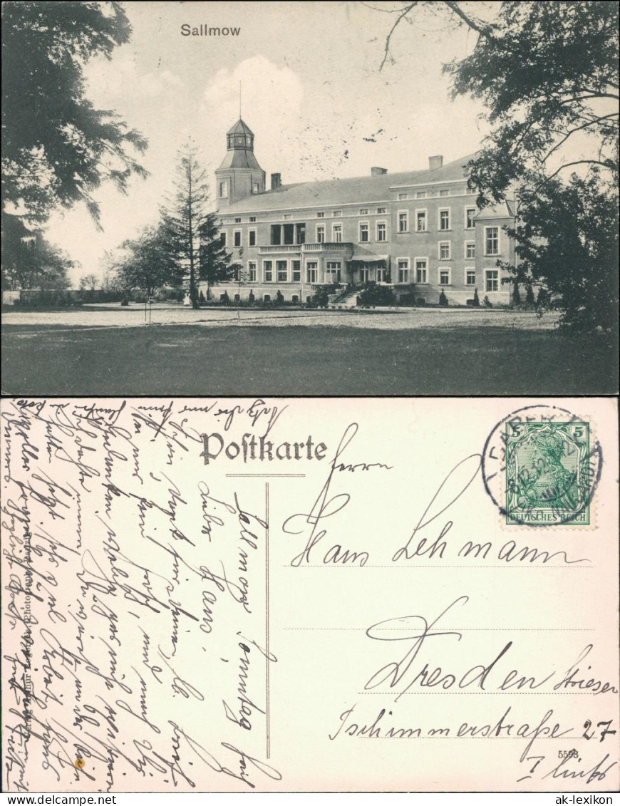 Postcard Sallmow Żelmowo Partie Am Schloß B  	Łobez Labes Pommern 1912 - Pommern