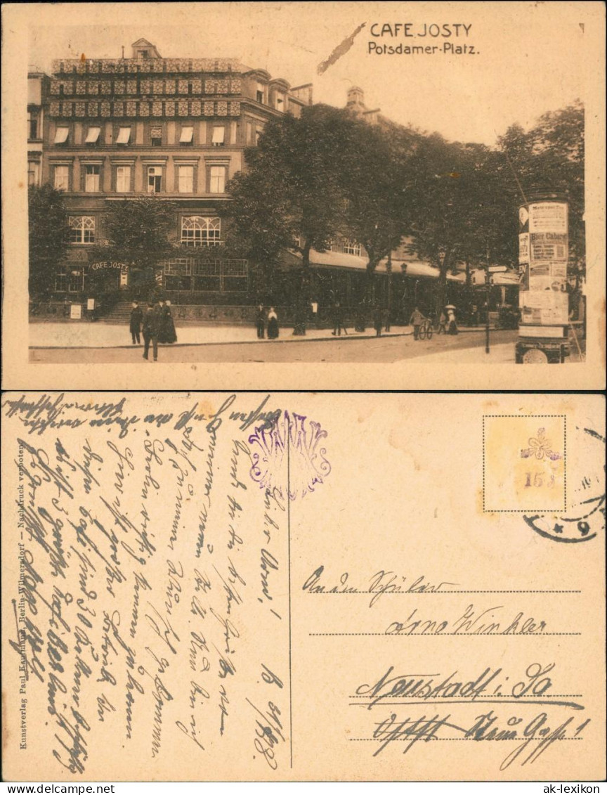 Ansichtskarte Tiergarten-Berlin Cafe Josty - Potsdamer Platz 1928  - Tiergarten