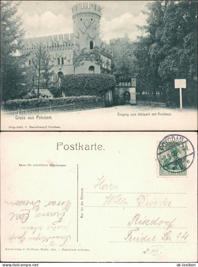 Ansichtskarte Potsdam Eingang Zum Wildpark Mit Forsthaus 1905  - Potsdam