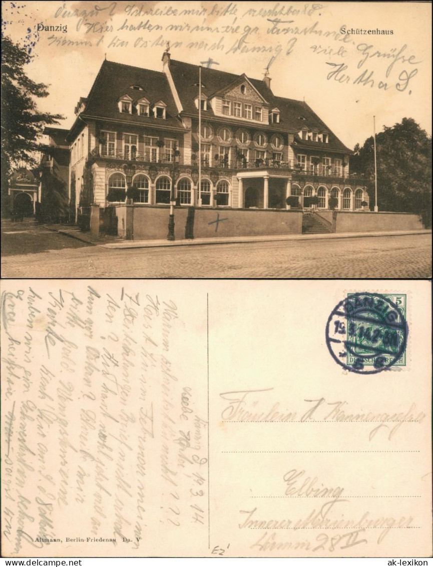 Postcard Danzig Gdańsk/Gduńsk Partie Am Schützenhaus 1914  - Danzig