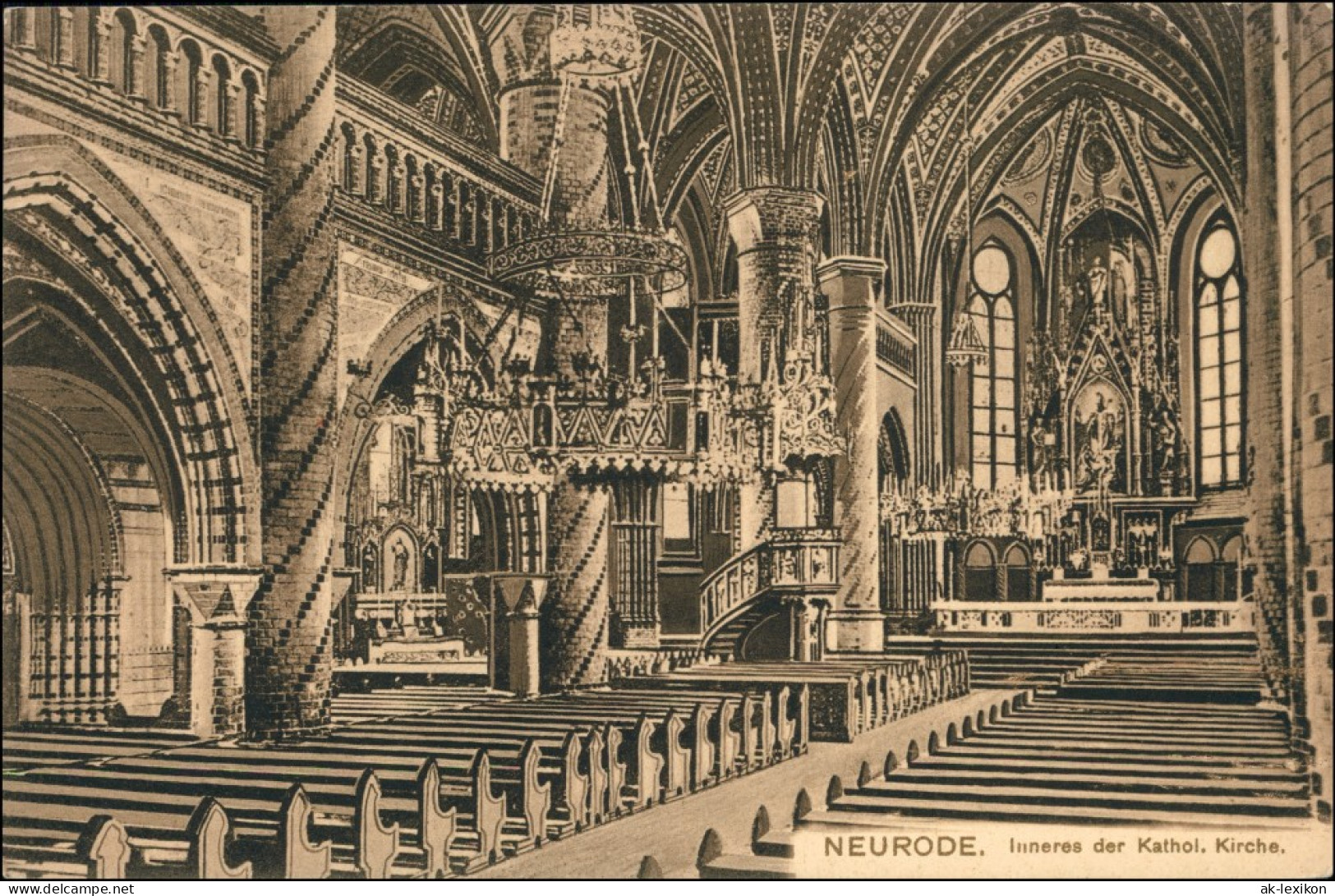 Postcard Neurode Nowa Ruda Inneres Der Kat. Kirche 1911  - Schlesien